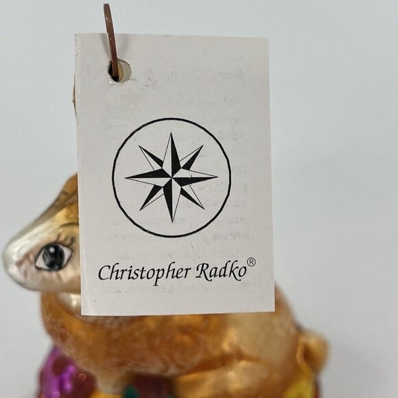 Christopher Radko EASTER Rabbit Bunny Glitter Ornament Egg Basket Tag 6.5 Inches - Picture 4 of 9